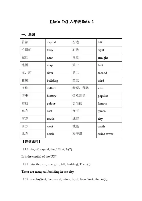 【精品】六六年级上册英语素材-Unit2 big cities  join in 外研剑桥英语