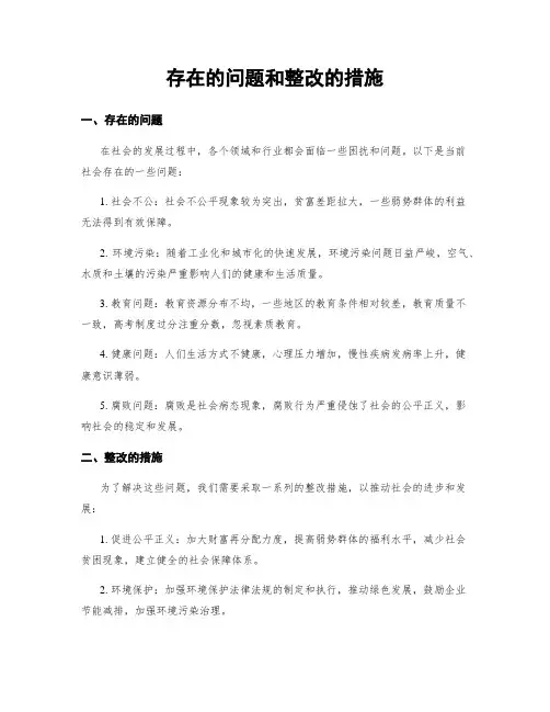 存在的问题和整改的措施