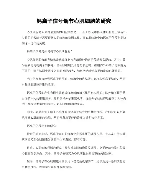 钙离子信号调节心肌细胞的研究