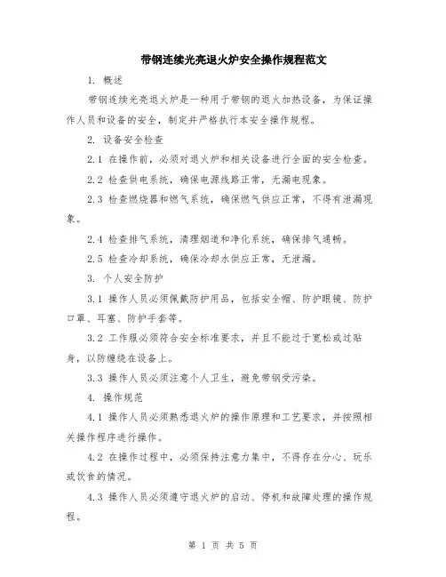 带钢连续光亮退火炉安全操作规程范文（二篇）
