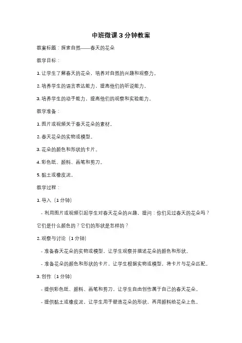 中班微课3分钟教案
