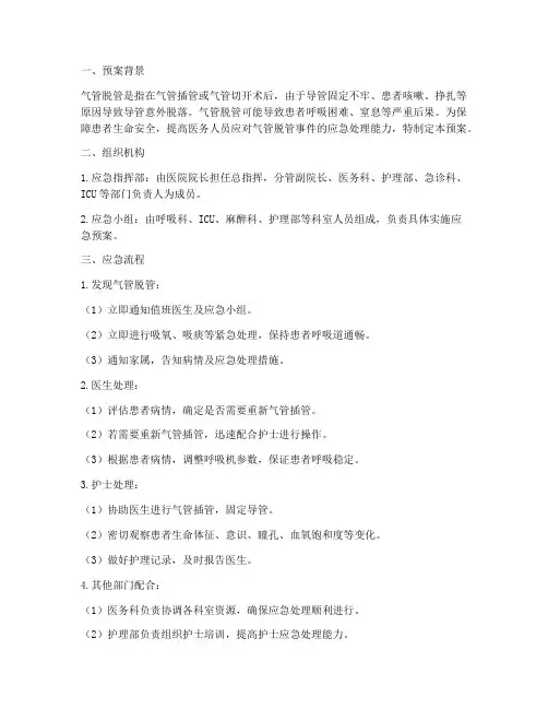 气管脱管应急预案