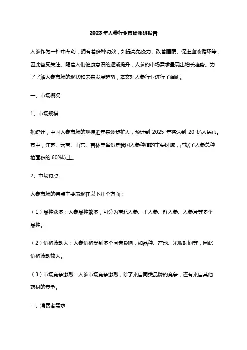 2023年人参行业市场调研报告