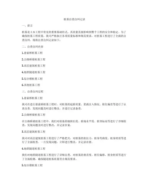 桩基自查自纠记录