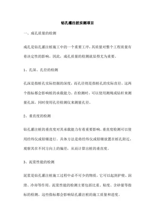 钻孔灌注桩实测项目