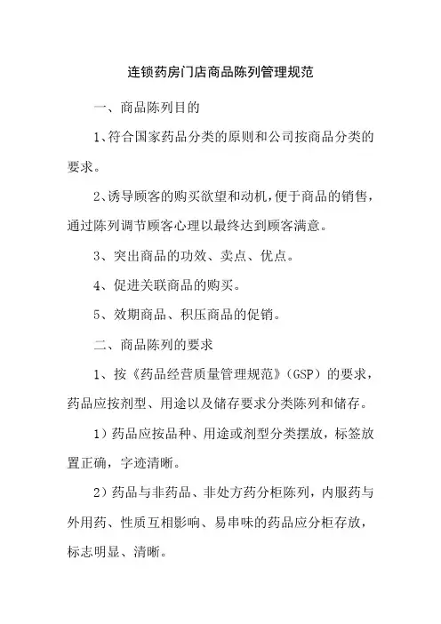 连锁药房门店商品陈列管理规范