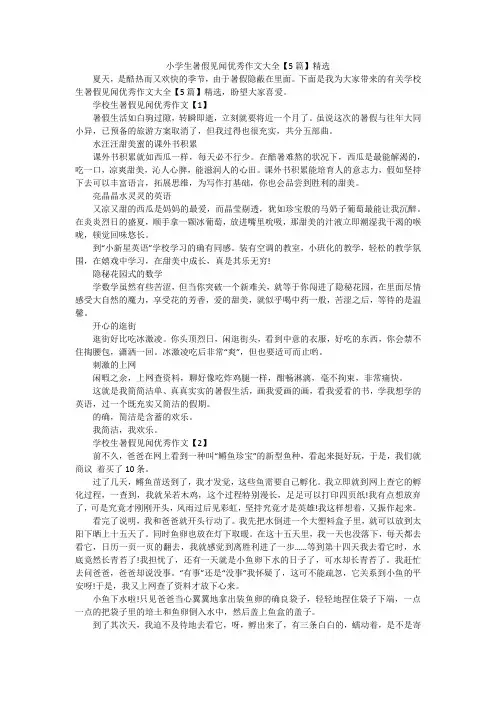 小学生暑假见闻优秀作文大全【5篇】精选