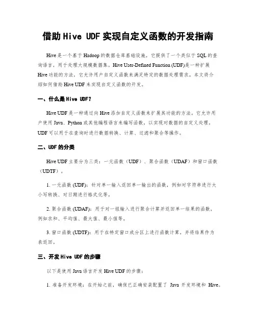 借助Hive UDF实现自定义函数的开发指南