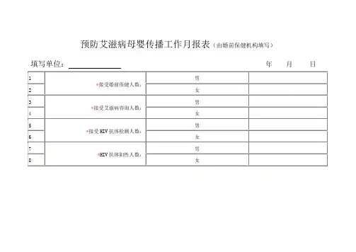预防艾滋病母婴传播工作月报表