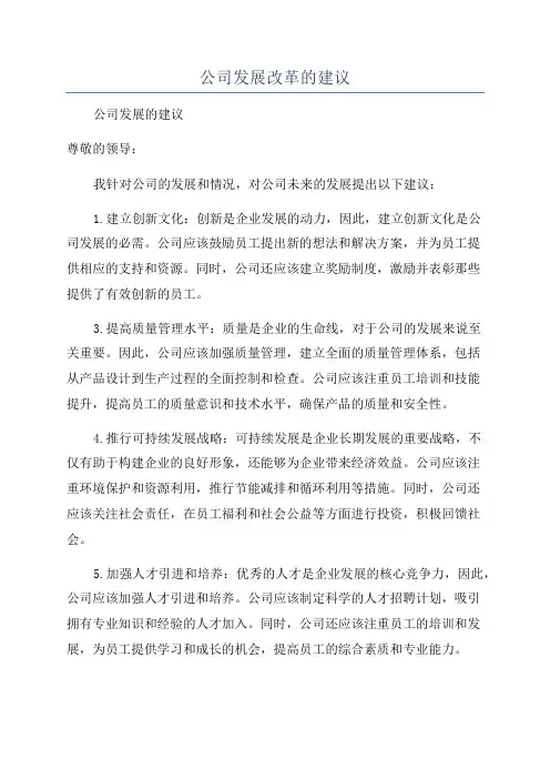 公司发展改革的建议