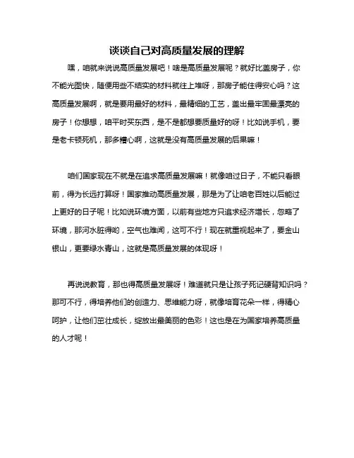 谈谈自己对高质量发展的理解