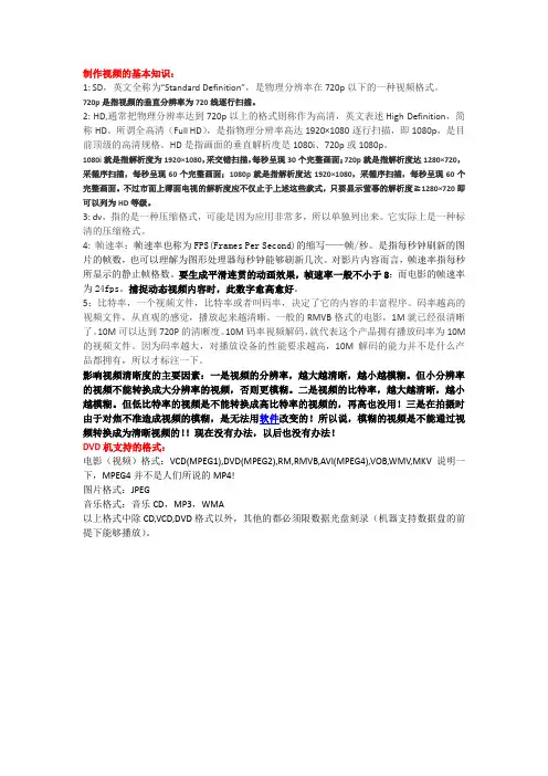 视频制作的知识点