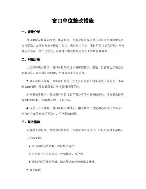 窗口单位整改措施
