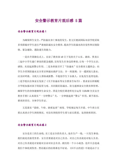 安全警示教育片观后感 5篇