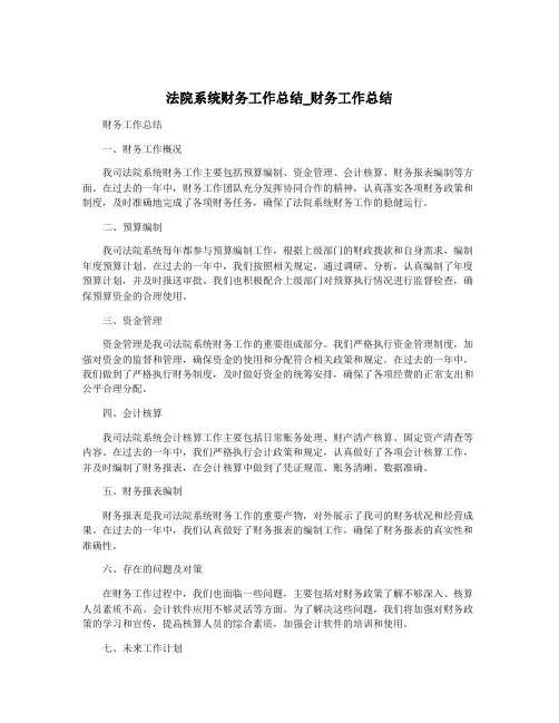 法院系统财务工作总结_财务工作总结