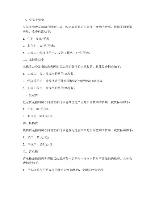 拿购房合同还要交费用