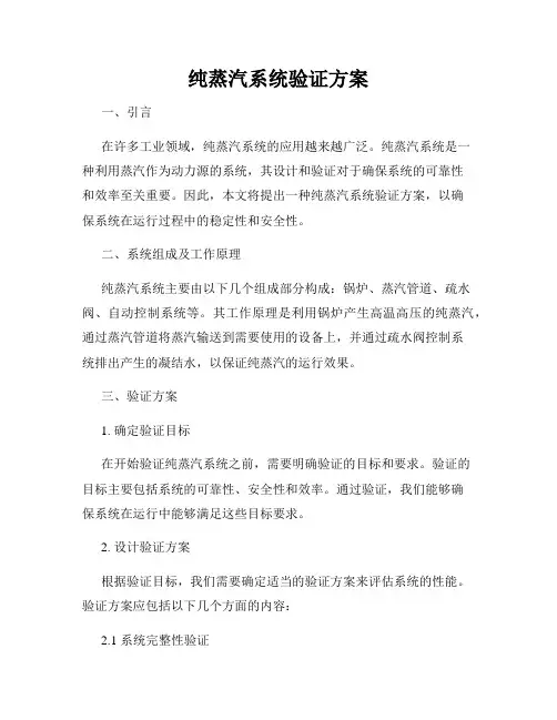 纯蒸汽系统验证方案
