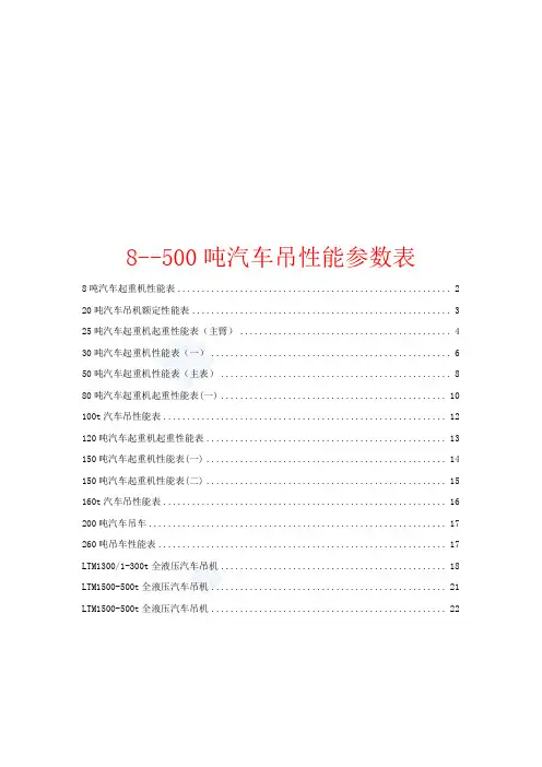 汽车吊性能参数表徐