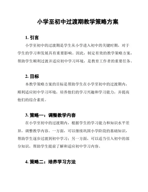 小学至初中过渡期教学策略方案