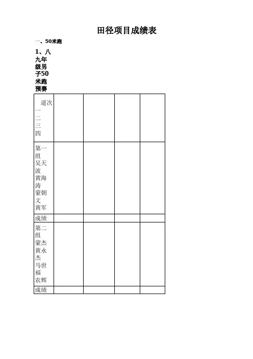 校运动会成绩记录表