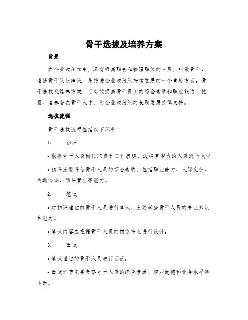 骨干选拔及培养方案