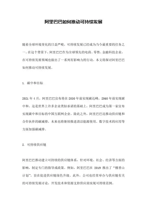 阿里巴巴如何推动可持续发展