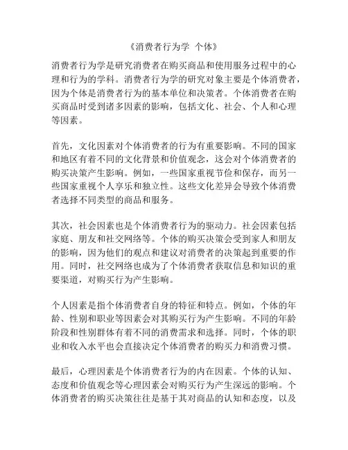 《消费者行为学  个体》