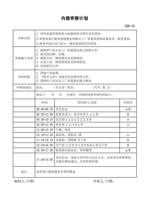 CCC产品质量管理体系内部审核
