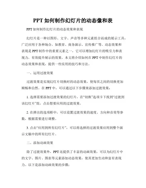 PPT如何制作幻灯片的动态像和表