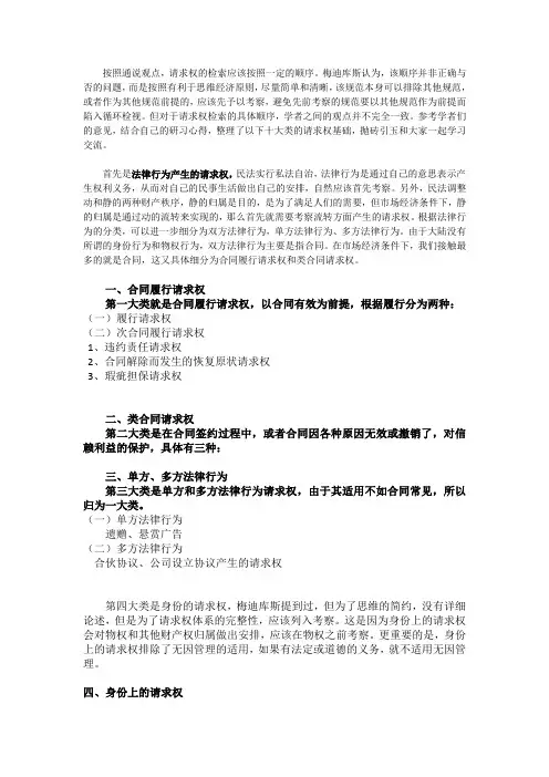 我国民法十类请求权基础梳理
