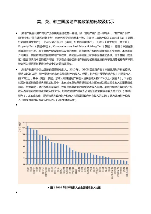 美、英、韩三国房地产税政策的比较及启示