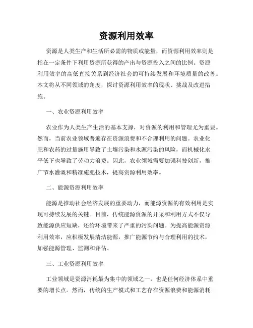 资源利用效率