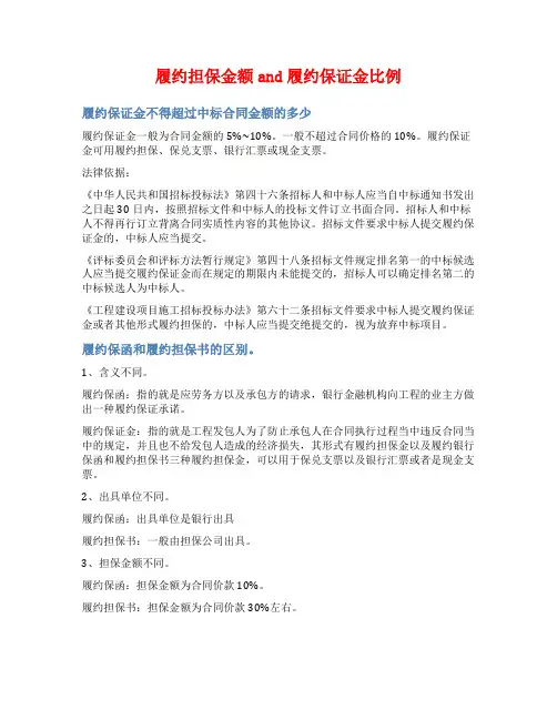 履约担保金额and履约保证金比例