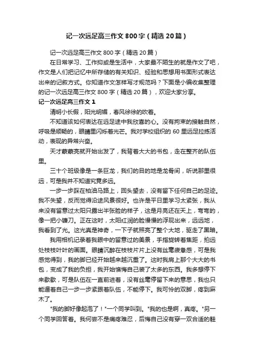 记一次远足高三作文800字（精选20篇）