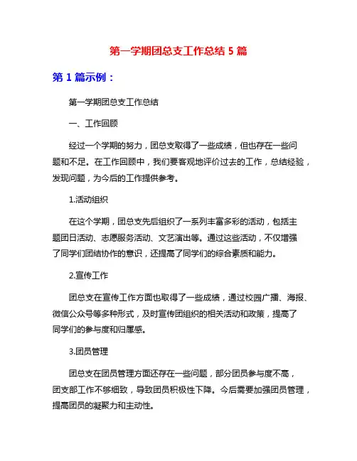 第一学期团总支工作总结5篇