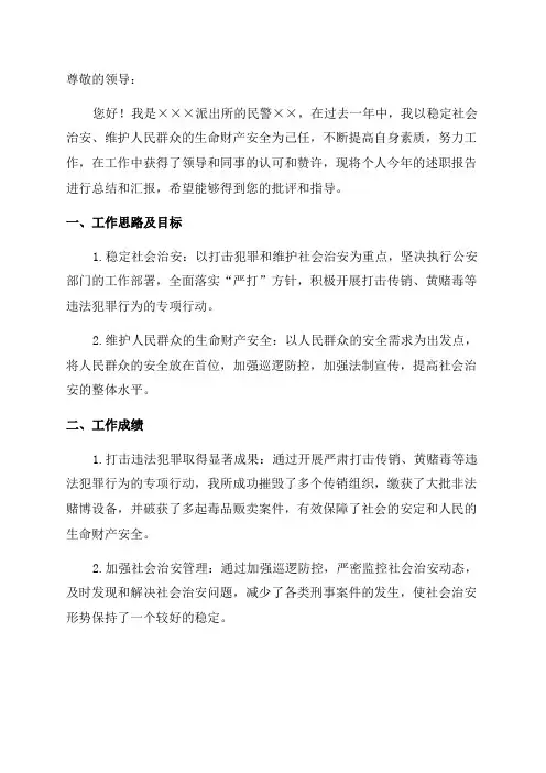 民警年个人述职报告