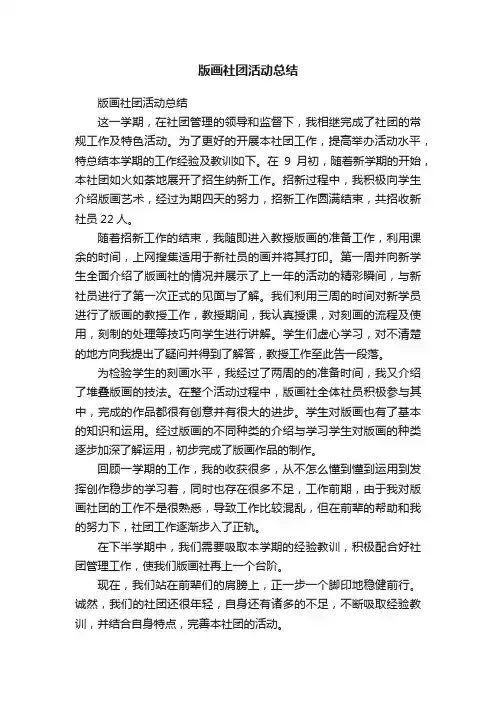 版画社团活动总结