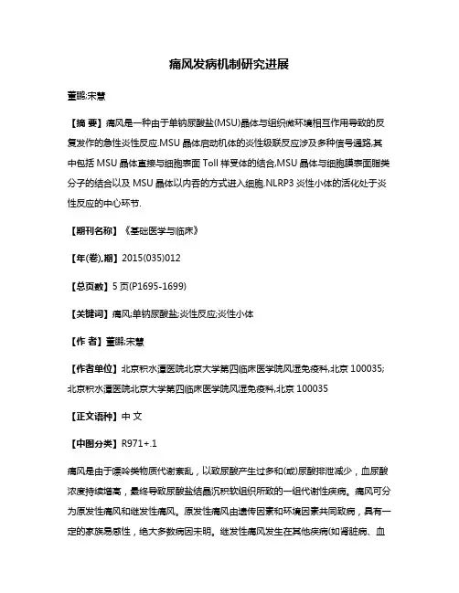痛风发病机制研究进展