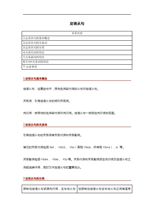 高考重难点语法-定语从句的经典归纳