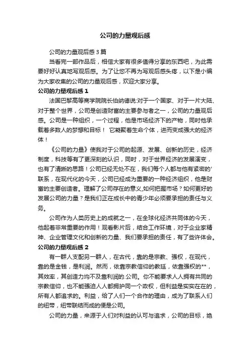 公司的力量观后感