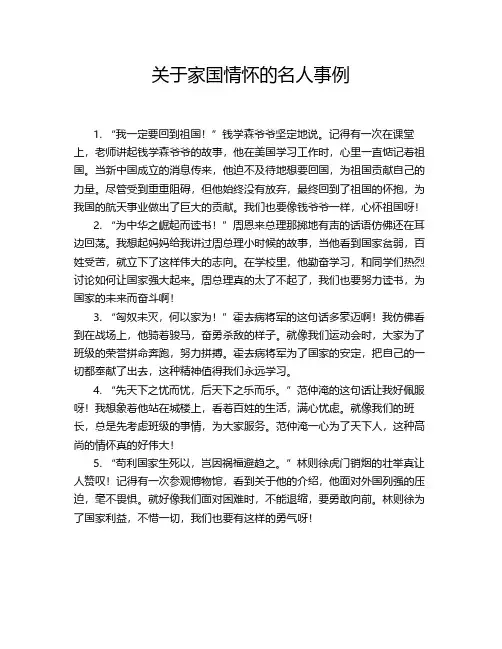 关于家国情怀的名人事例