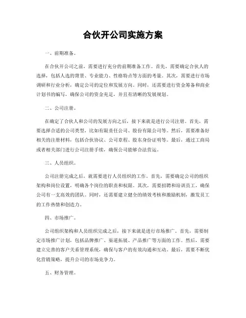 合伙开公司实施方案