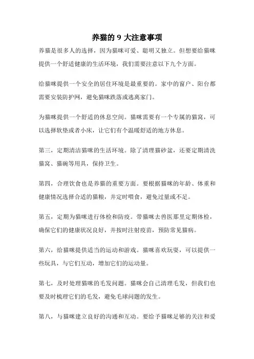养猫的9大注意事项