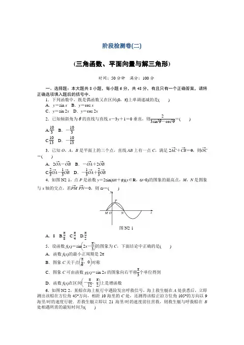 2019年《南方新课堂·高考总复习》数学(理科)作业及测试：阶段检测卷(二) Word版含解析