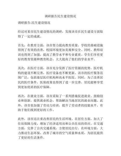 调研报告民生建设情况