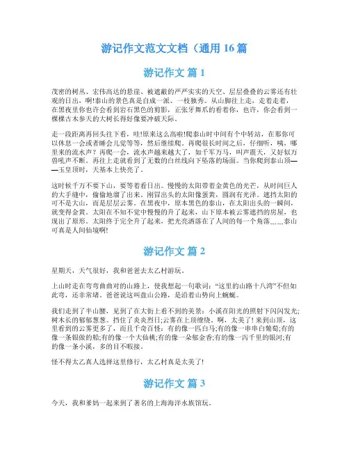 游记作文范文文档(通用16篇