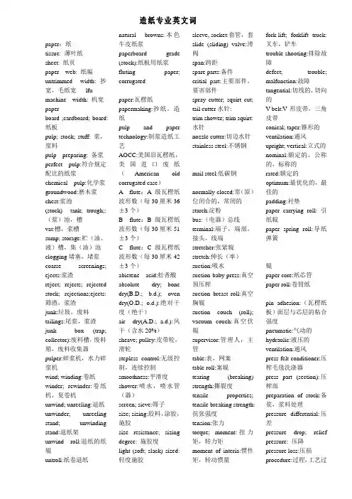 造纸专业英语