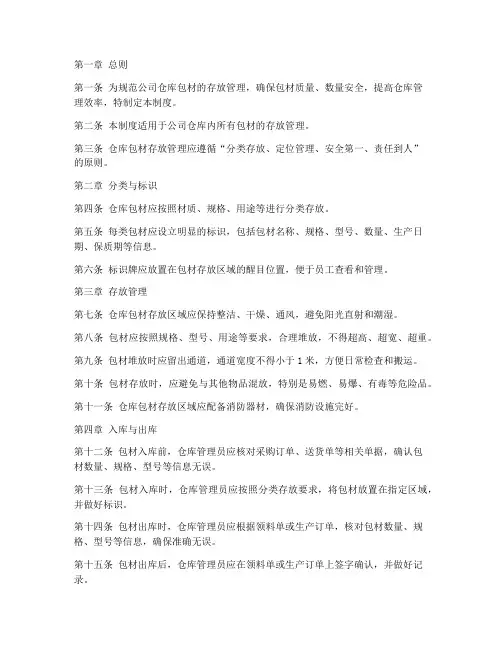 仓库包材存放管理制度及流程