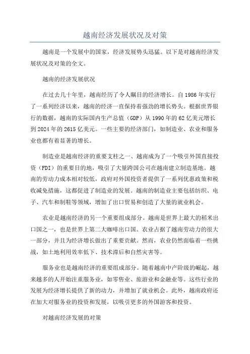 越南经济发展状况及对策