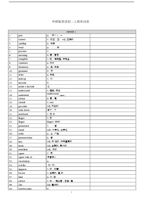 (word完整版)新外研版英语八年级上册单词表(2).docx
